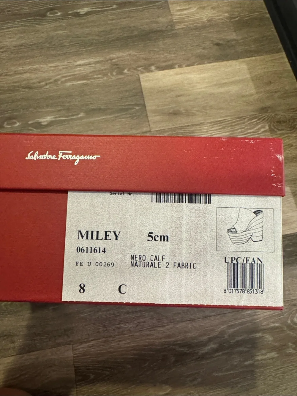 Salvatore Ferragamo Miley Platform Leather Mule  Size 8C Black